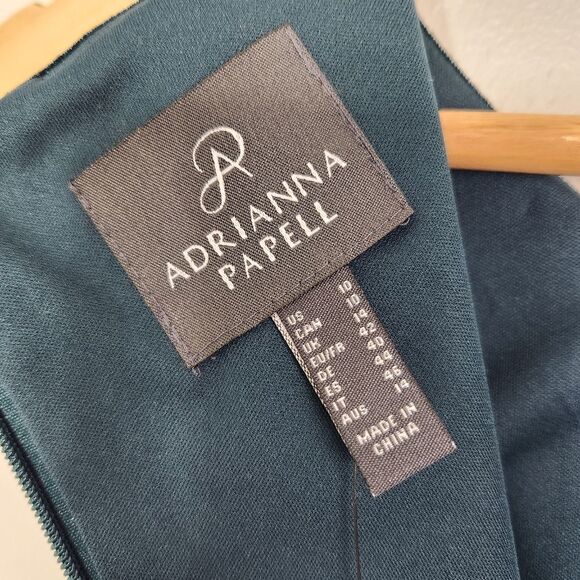 Adrianna Papell Emerald Velvet Taffeta Party Dress Size 10 NWT Wedding Holiday - Picture 8 of 13